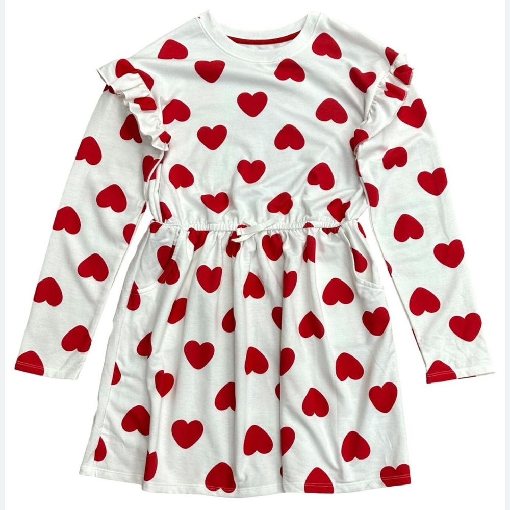 Cat & Jack Heart Sweatshirt Dress, size Girls M 7/8 NWT